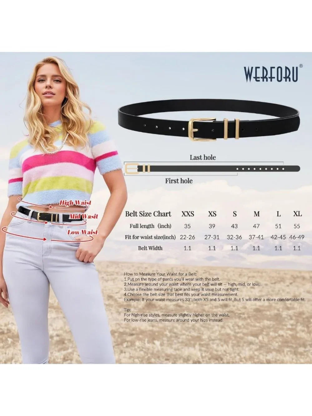 Stylish 3-Pack Women's Leather Belts with Gold Buckle for Jeans & Pants